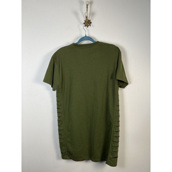 Bleecker Mercer Adult Large Green Short Sleeve Shredded Shirt Crewneck Zipper - Picture 2 of 13